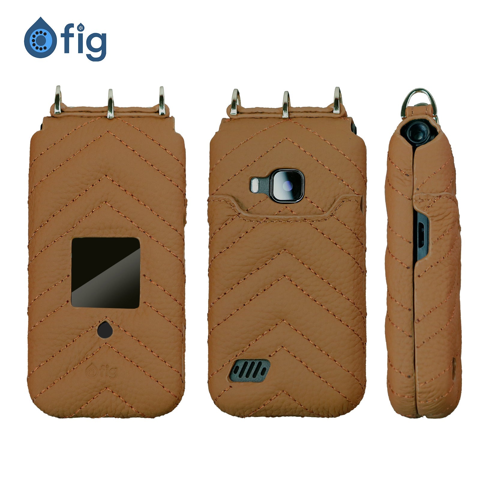 Fig Mini Genuine Leather Crossbody Case (with strap) - Premium Compact Carrying Case