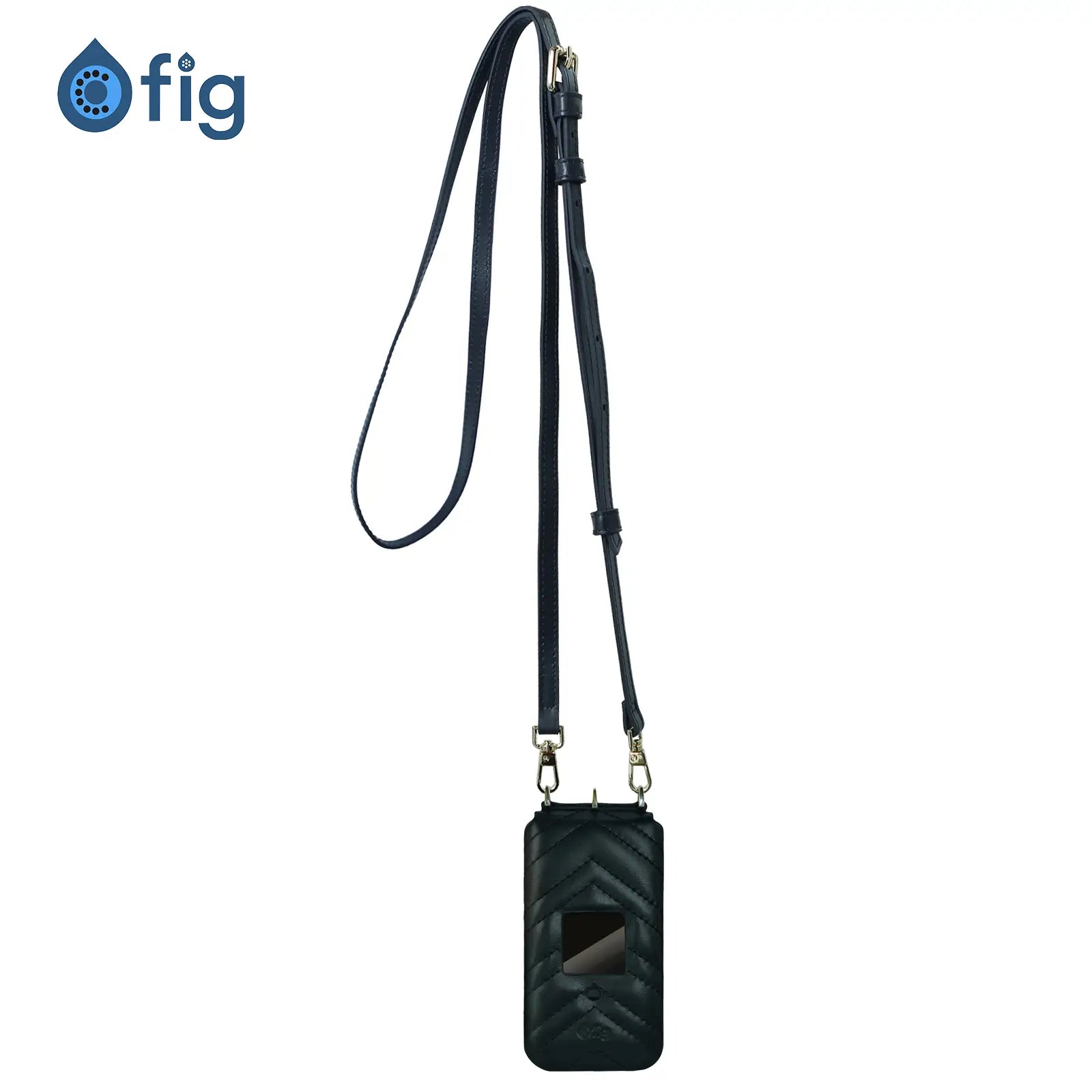 Fig Mini Genuine Leather Crossbody Case (with strap) - Premium Compact Carrying Case