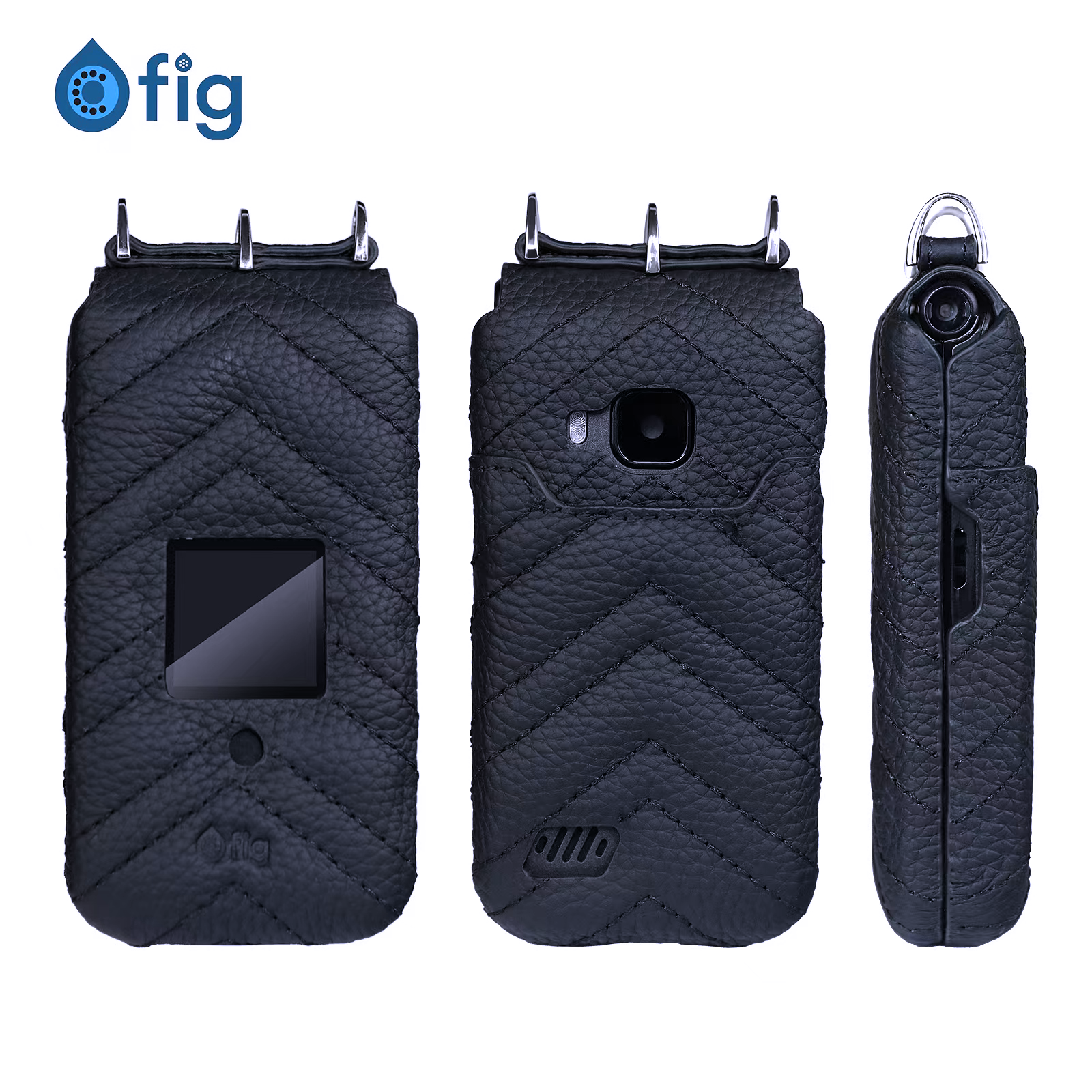 Fig Mini Genuine Leather Crossbody Case (with strap) - Premium Compact Carrying Case