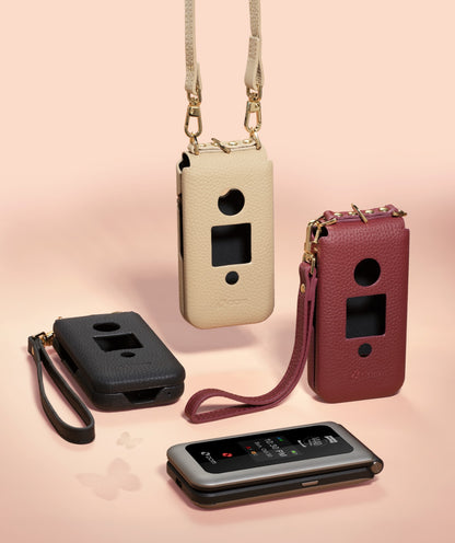 Pom Designer Leather Case (with strap) For the Classic Pom phone (mini)